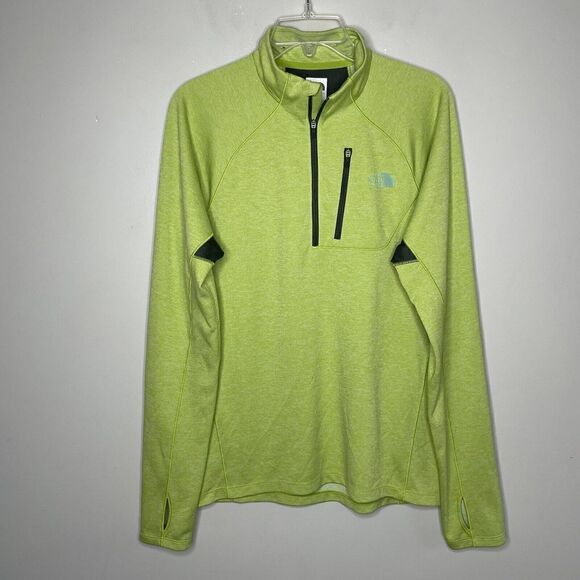 NORTH FACE 1/2 Zip Pullover Mens Medium M FlashDry Performance Long Sleeve Green - Picture 1 of 9